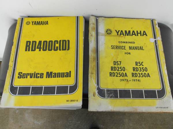 Vintage Original Yamaha Rd400 &amp; Combined Factory Manuals