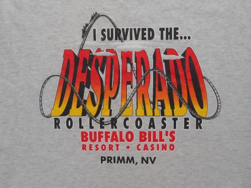 I Survived DESPERADO ROLLERCOASTER gray T-shirt Sz L BUFFALO BILL&#039;S Las Vegas