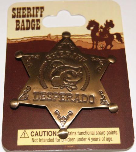 Disney mickey mouse brass sheriff &#034;desperado&#034; star badge pin &#034;not a trading pin&#034;