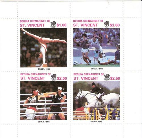 St Vincent Grenadines Bequia 1988 Summer Olympics Seoul Miniature Sheet MNH