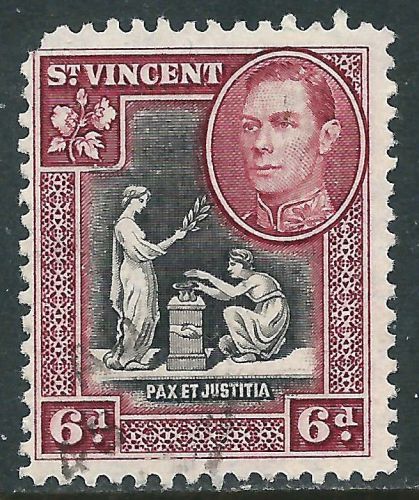 St Vincent, Scott #147, 6d Claret &amp; Black, Used