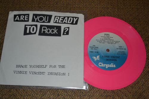 Vinnie Vincent Invasion US 7&#034; Pink Color Vinyl 45 rpm Rare Pic Sleeve Kiss Promo