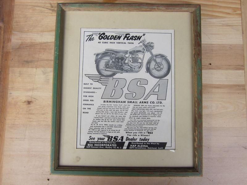 1954-1955? BSA MOTORCYCLE AD/FRAMED