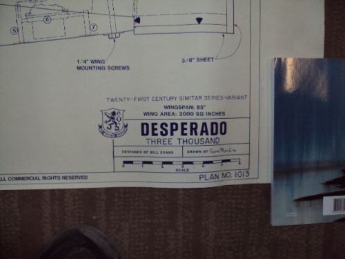 Vintage RCM plans for Desperado 3000 (Simitar Series) 1988 Plan #1013