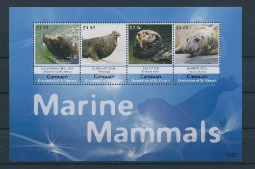 Le48198 st vincent canouan marine mammals sealife good sheet mnh