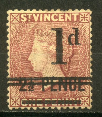 ST. VINCENT 1885; QUEEN VICTORIA; SINGLE STAMP; SC # 55; MINT HINGED