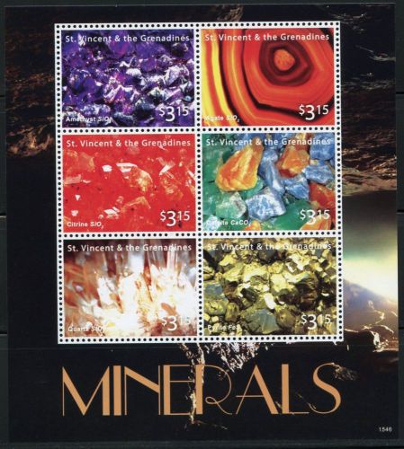 St. vincent grenadines 2016 minerals ii  sheet of six   mint nh