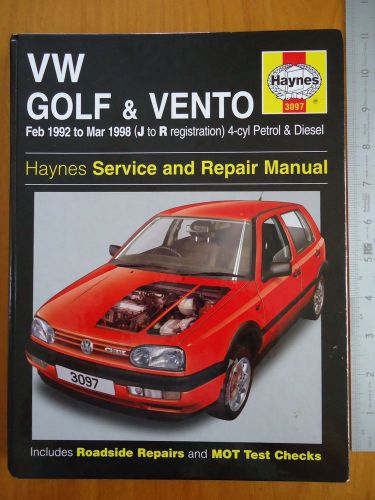 HAYNES * VW GOLF &amp; VENTO * Service &amp; Repair Manual (92 to 98) Diesel / Petrol