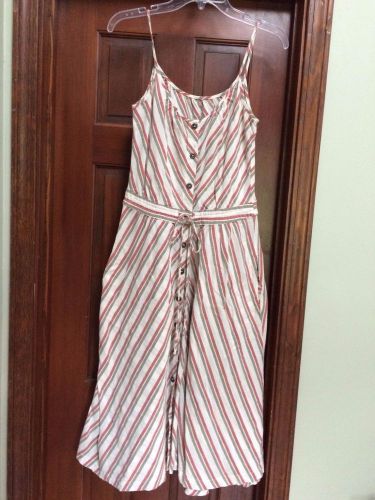 Twelfth Street by Cynthia Vincent Striped Linen Button Summer Sun Dress Small