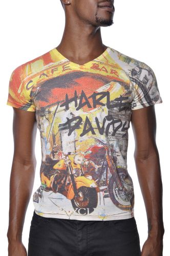 Motorcycle v-neck tee shirt sublimated biker top mens vento fashion apparel