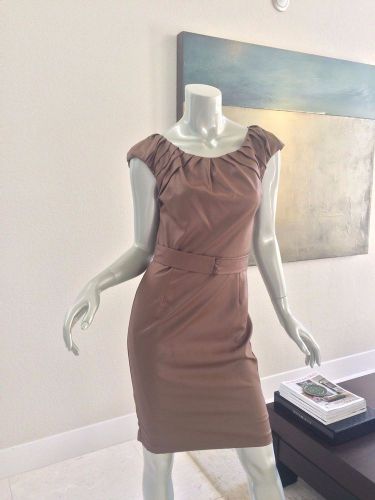 TWELFTH STREET BY CYNTHIA VINCENT METALLIC BROWN PLEATED RUFFLE DRESS SIZE 2
