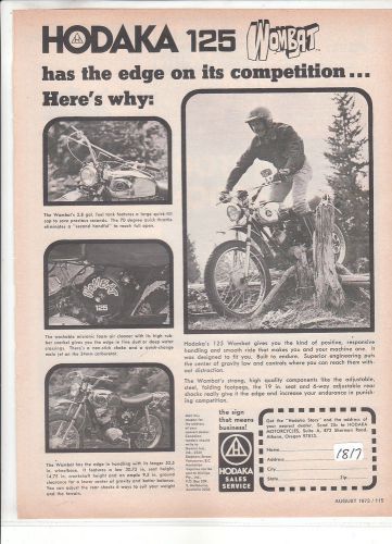 Hodaka 125 wombat   motorcycle advertisement ad 1973