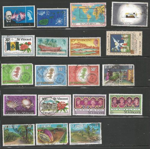 19 St. Vincent Stamps from Quality Old Album