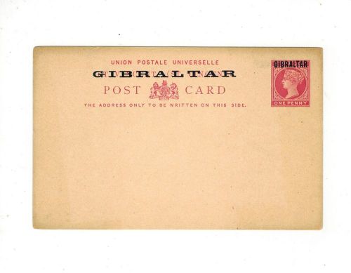 Gibraltar qv unused one penny st. vincent postcard with gibraltar overprint