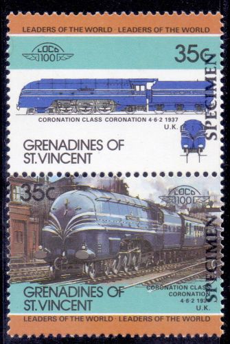 Grenadines of st.vincent specimen stamp pair coronation class  railway u.k mnh.