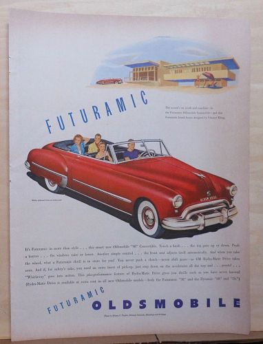 1948 magazine ad for Oldsmobile - &#034;98&#034; convertible, Vincent Kling beach house