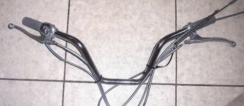 1970 vintage hodaka ace 100 handlebars w/grey grips &amp; motion-pro cabling (ace16)