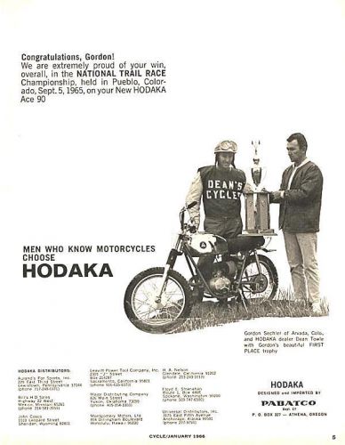 1966 Hodaka Ace 90 vintage print ad; Dirt Squirt Super Rat