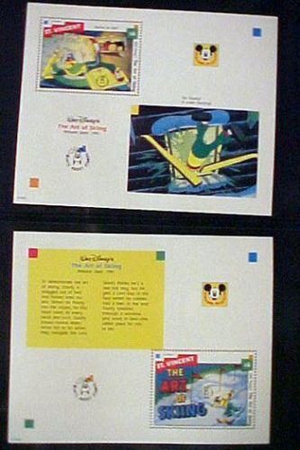 St vincent disney art of skiing ms x 2 unmounted mint
