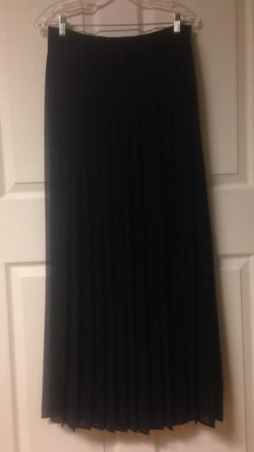 NEW CV by Cynthia Vincent Pleated Chiffon Maxi Skirt Black Size 6