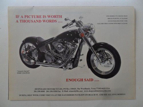 2000 Print Ad Desperado Motorcycle ~ If a Picture is Worth a Thousand Words...