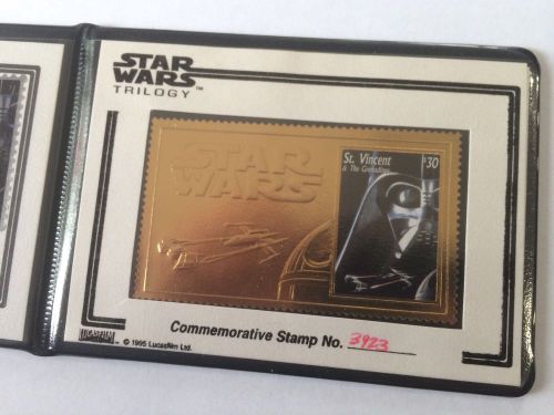Star Wars Trilogy St Vincent Gold Commemorative Stamp 1995 First Day Issue #3923