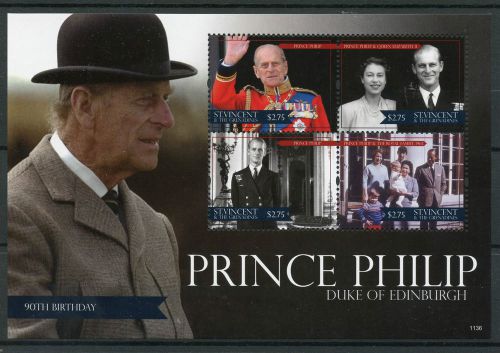 St vincent &amp; grenadines 2011 mnh prince philip 90th birthday 4v m/s queen