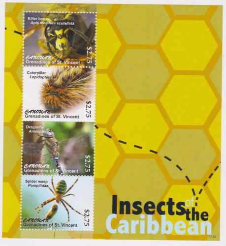 Canouan of St Vincent - Insects, 2011 - 1122 Sheetlet of 4 MNH