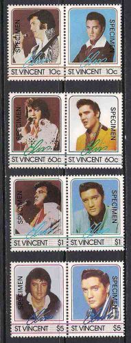 Elvis presely 1985 st. vincent 870-877 specimem overprint