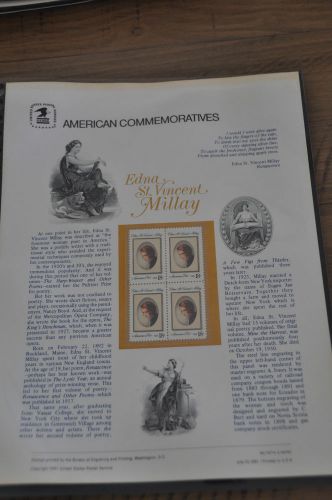 American Commemoratives, Edna St. Vincent Millay Stamp Sheet, 1981