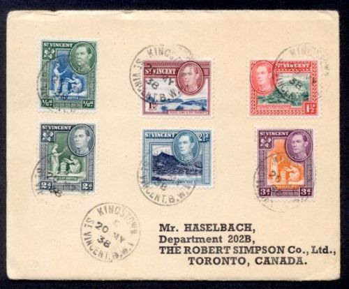 St vincent 1938 kgvi to 3d to canada