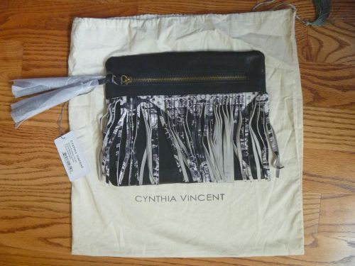 Brand new Cynthia Vincent Calida leather clutch bag purse V0133 Black/white