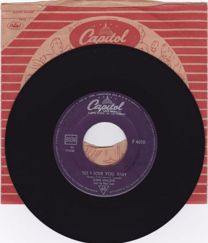 Gene Vincent &#034;Yes I Love You, Baby&#034; /&#034;Rocky Road Blues&#034; Capitol 45 Germany 1958