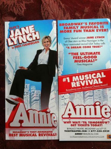 Annie the musical ad/flyer Broadway NYC Jane Lynch Glee as Miss Hannigan RARE