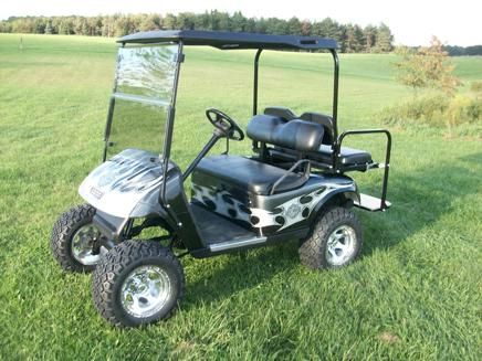 Used 2008 ez-go txt gas golf cart custom harley davidson body for sale.