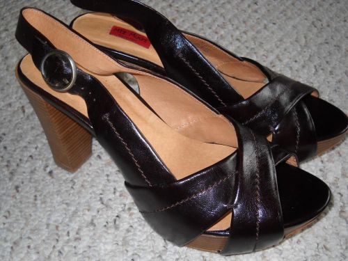 Womens MIZ MOOZ brown leather DESPERADO platform stacked heels shoes 9.5 XCLNT