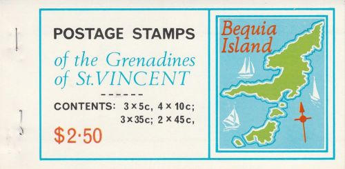 Grenadines of st vincent booklet 1976 bequia island 10 stamps face value $2.5