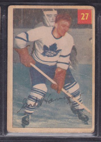 1954-55 Parkie Parkhurst Hockey #27 GORDIE HANNIGAN Maple Leafs