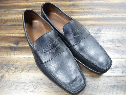 Allen Edmonds Vincent Black Leather Shoes Loafers Slip Ons Size 10 Mens Dress
