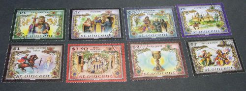 St. Vincent King Arthur Knights of the Round Table complete cancelled set of 8!