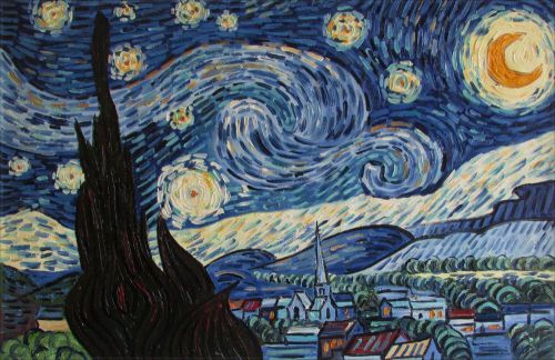 Vincent Van Gogh Starry Night Repro, Quality Hand Painted Oil Painting, 24x36in