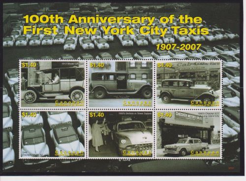 Canouan of St. Vincent New York Taxis 100th Ann. Sheet &amp; S/S MNH Scott 17-18