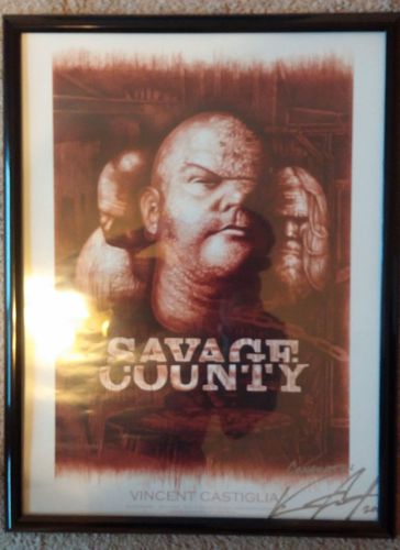 Rare Signed Savage County 19.5X14.5 Print by Vincent Castiglia created in blood