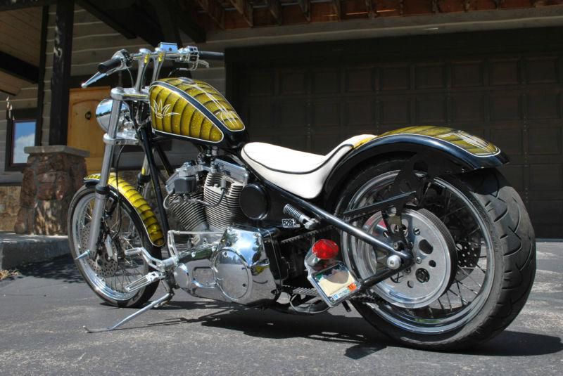 Custom Metalflake Rigid Chopper 60's Harley Style Gold Bobber