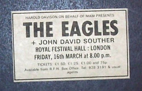 The Eagles Desperado Era 1973 Royal Festival Hall London Small Concert Advert Ad