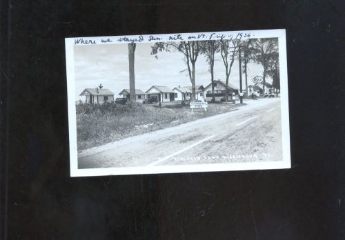 1936 Middlebury VT Esso gas station photo postcard, Vincent&#039;s Camp