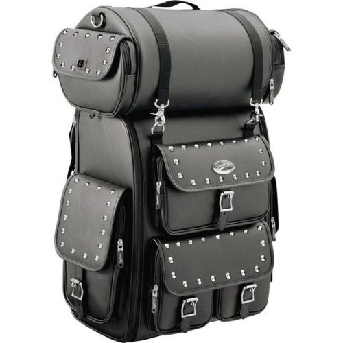 Black Saddlemen EX2200S Desperado Studded Deluxe Sissy Bar Bag Motorcycle Luggag