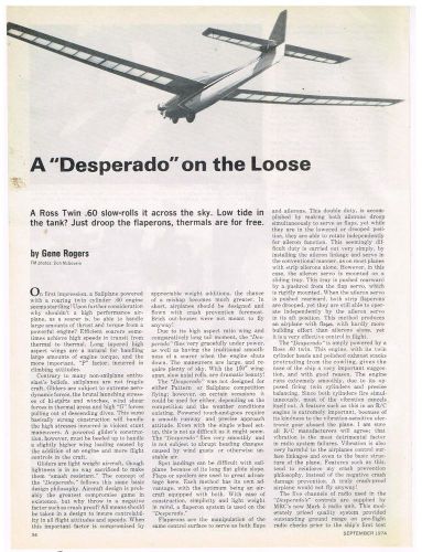 Desperado modeler plans &amp; article - (1974) by gene rogers