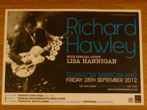 RICHARD HAWLEY + LISA HANNIGAN - Glasgow sept.2012 concert/gig poster