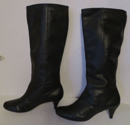 Euc cynthia vincent black kitten heel boots italy pull-on size 8.5